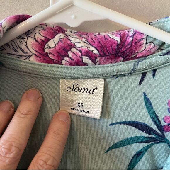 SOMA Floral Print Button Down Pajama Top Size XS - Picture 4 of 4